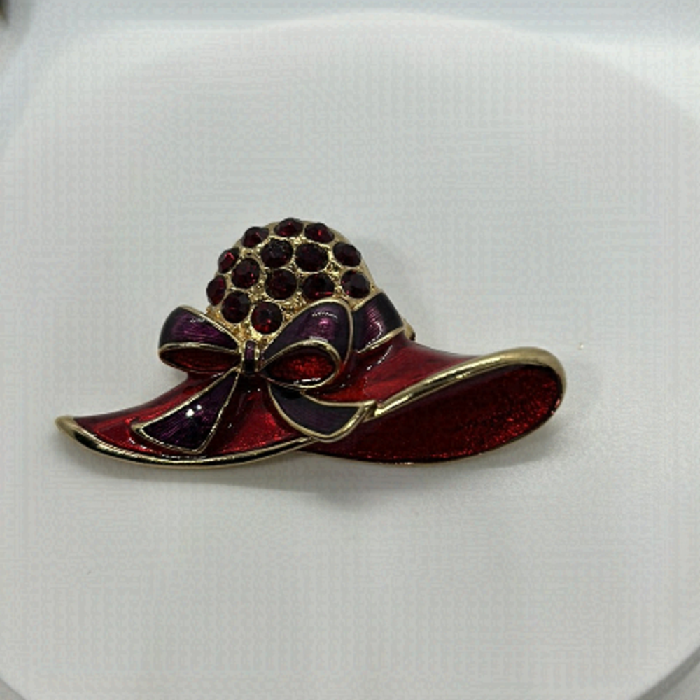 Brooch, Red Hat with Bow